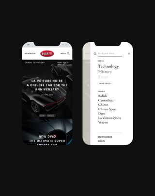 Mobile Interface for the Bugatti Newsroom